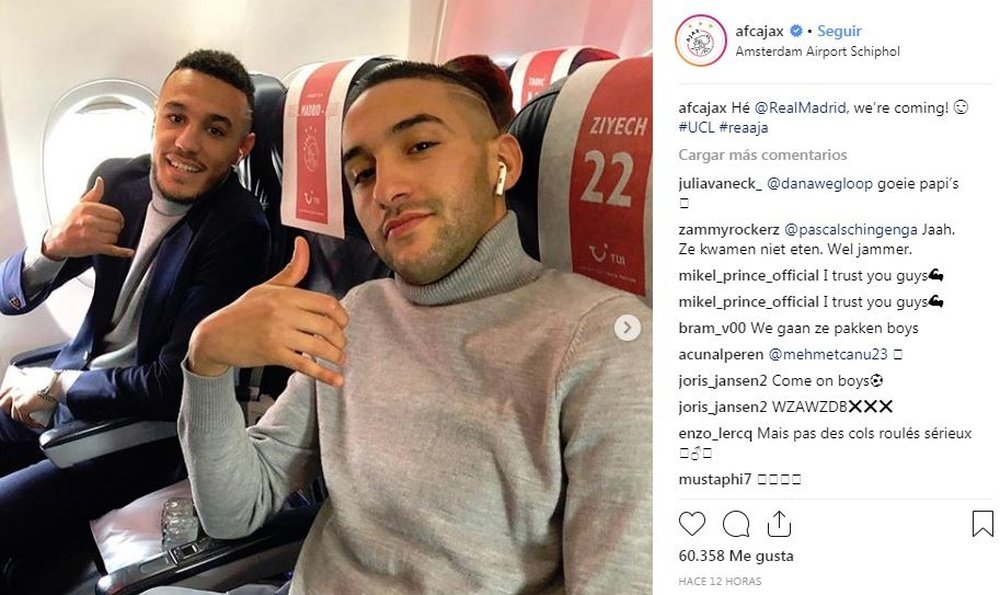 El Ajax viajó a Madrid este lunes. Instagram/afcajax
