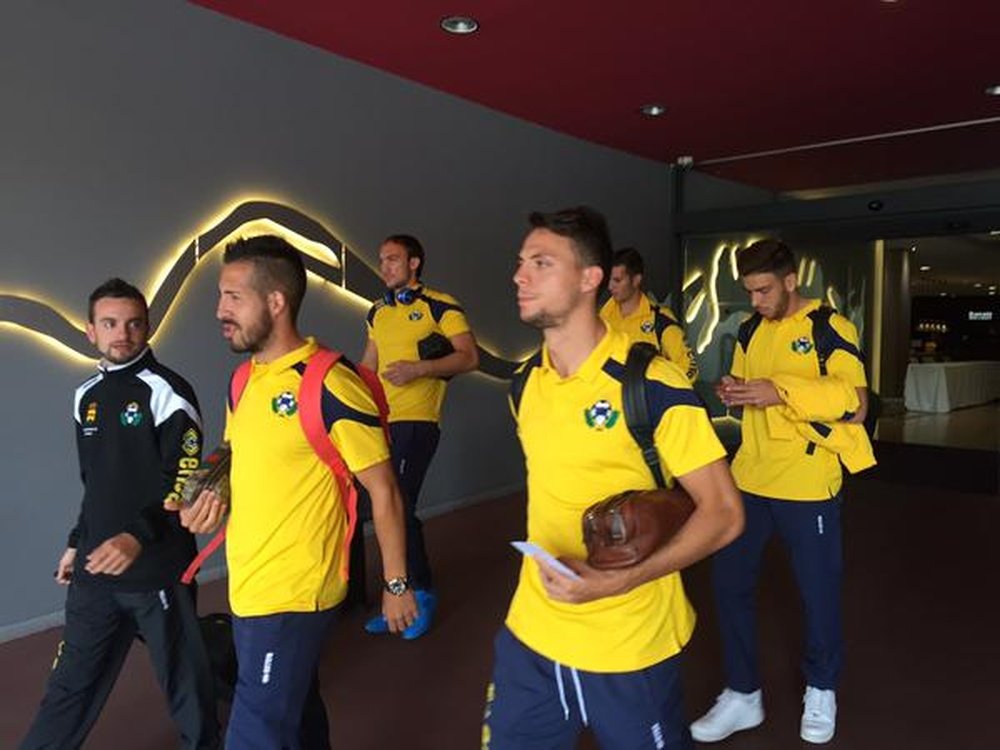 Los jugadores del Alcorcón ya esperan al Numancia. ADAlcorcón
