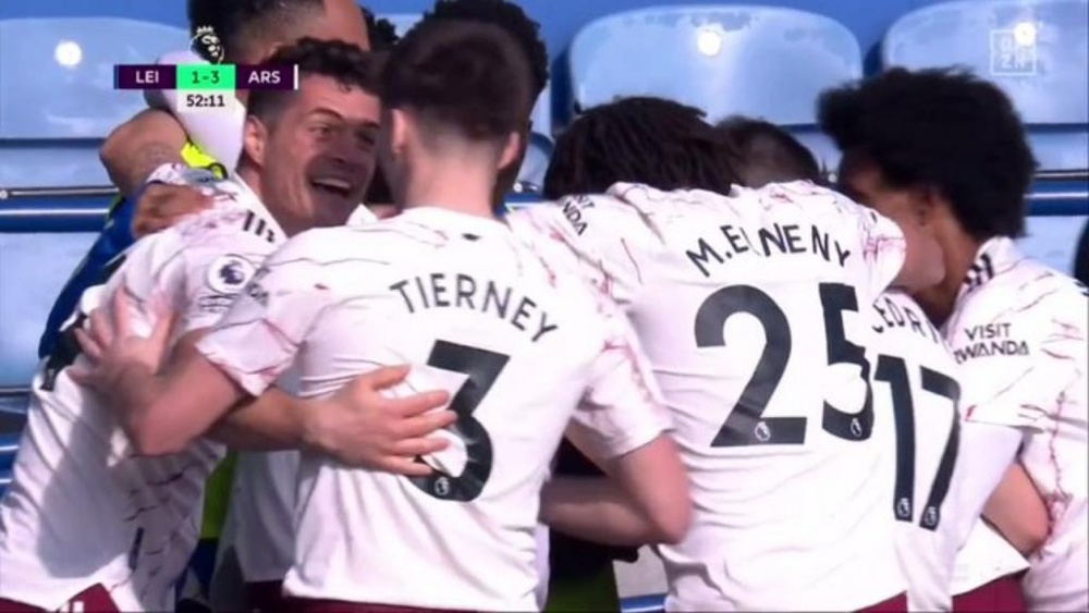 El Arsenal venció este domingo al Leicester. Captura/DAZN