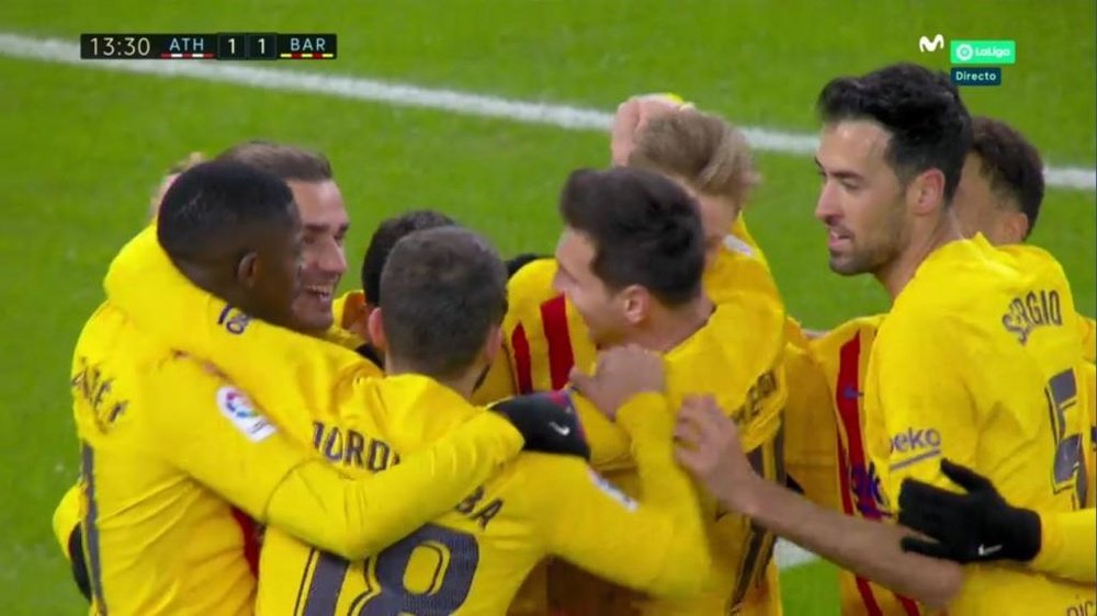 Pedri igualó el encuentro entre Athletic y Barcelona. Captura/MovistarLaLiga