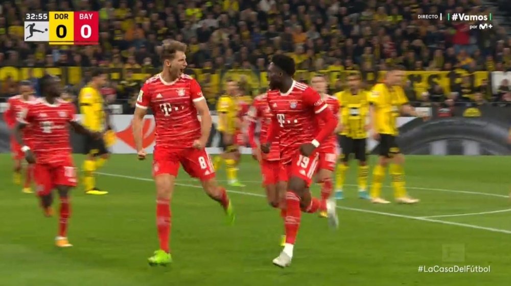 El Bayern golpeó primero al Borussia Dortmund. Captura/Vamos