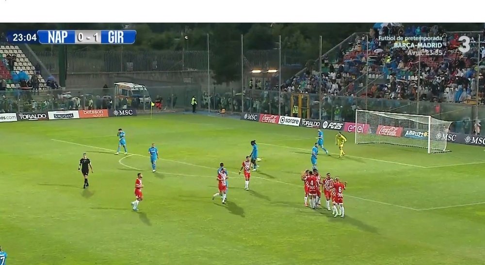 El Girona firmó su primer triunfo de la pretemporada. Captura/3cat