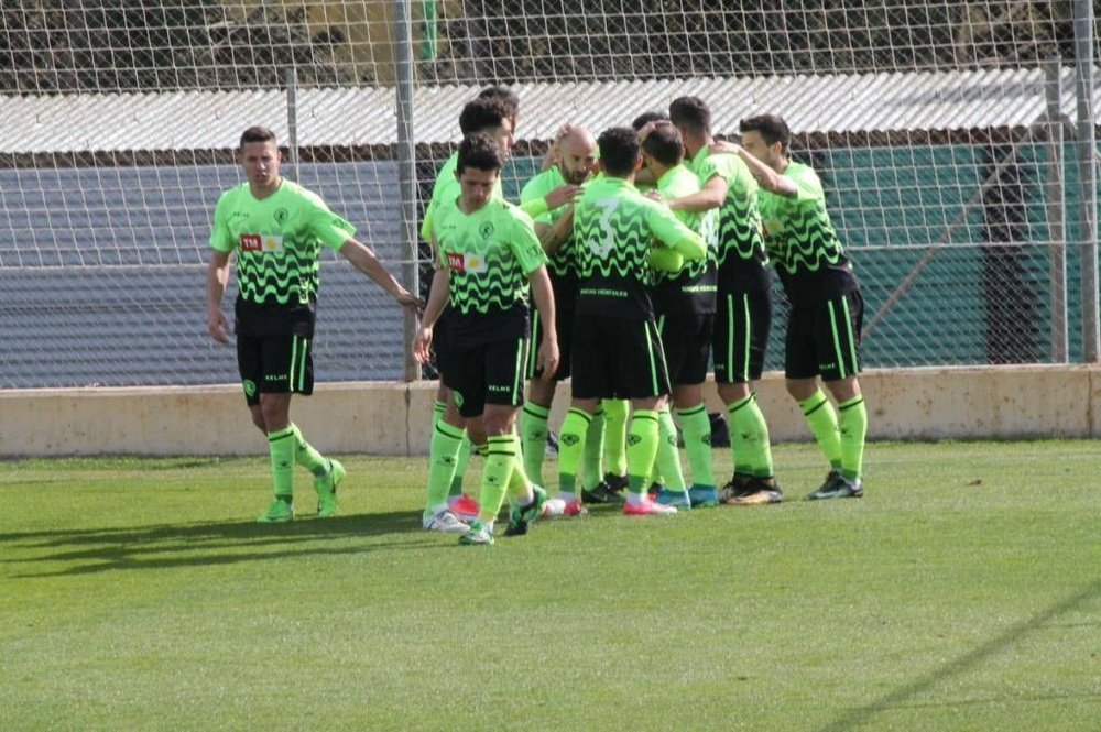 Los jugadores del Hércules celebran uno de los goles ante el Deportivo Aragón. Twitter/CFHércules