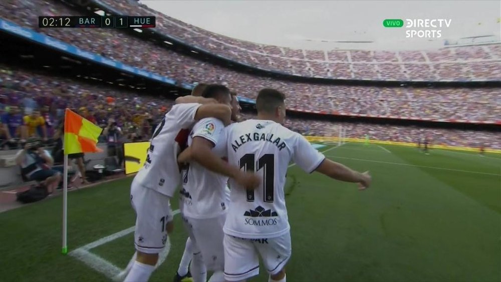Huesca open the scoring at the Camp Nou. Twitter/DIRECTTVSports