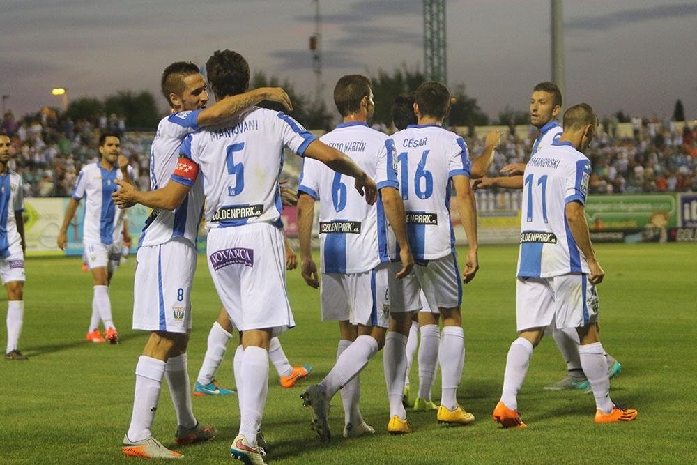 Los jugadores del Leganés celebran uno de los goles del partido. Twitter