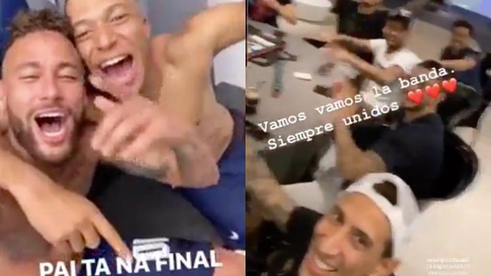 Los jugadores se rieron de Maluma -o eso parece-. Capturas/Instagram/neymarjr/angeldimariajm