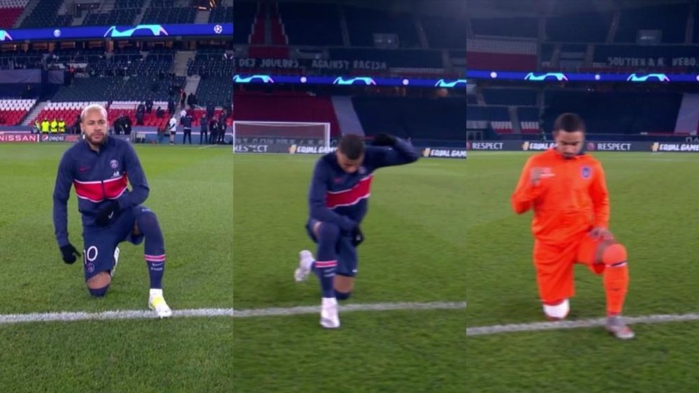 PSG and Istanbul players joined together in the gesture. Screenshot/MovistarLaLiga