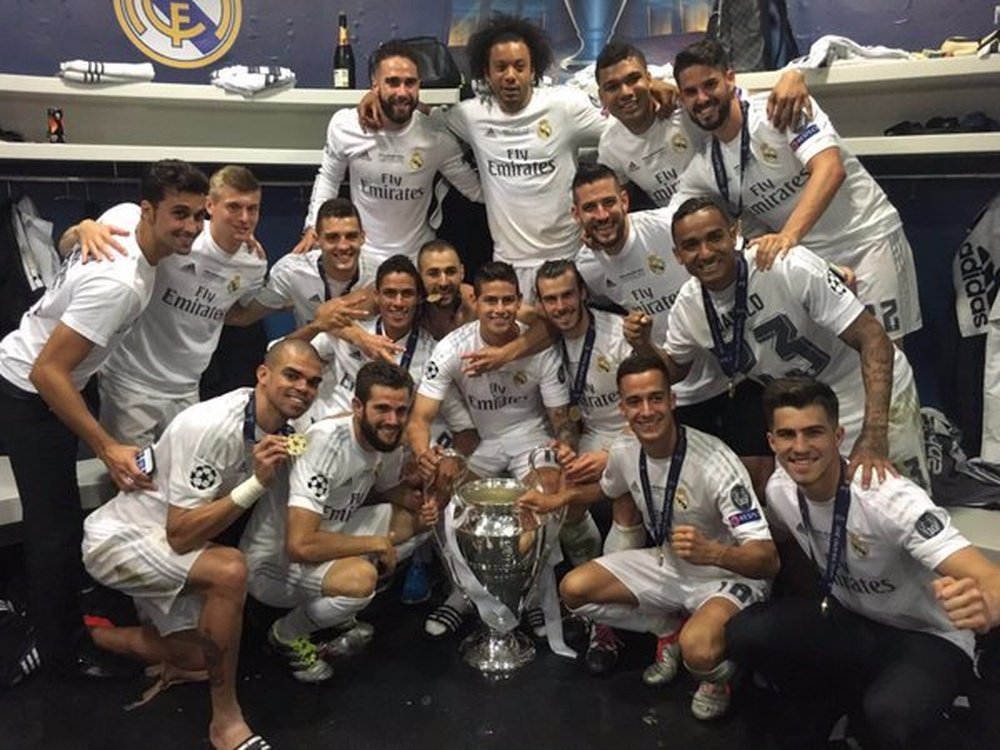 Los jugadores del Real Madrid celebran la Undécima Champions en el vestuario. RealMadridCF