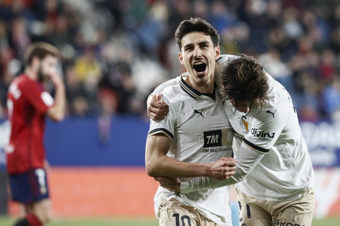 Almeida celebra su gol en Pamplona