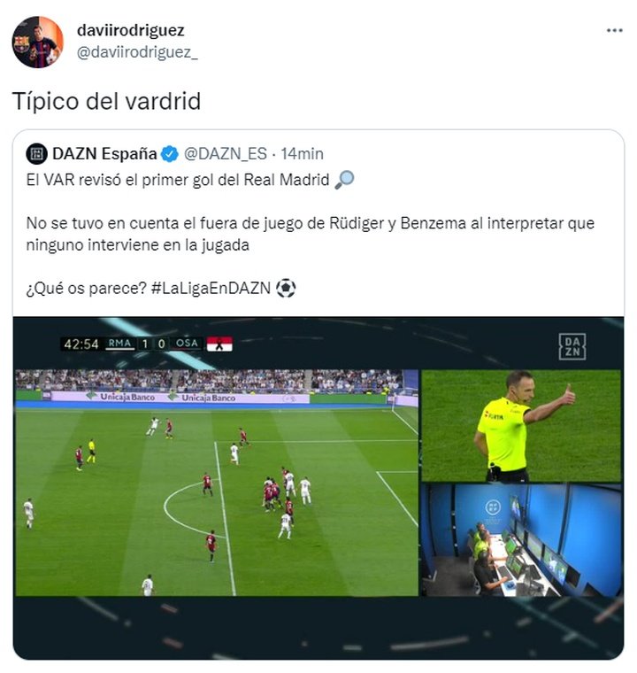 Los mejores memes del Real Madrid-Osasuna. Twitter/M7_shingeki