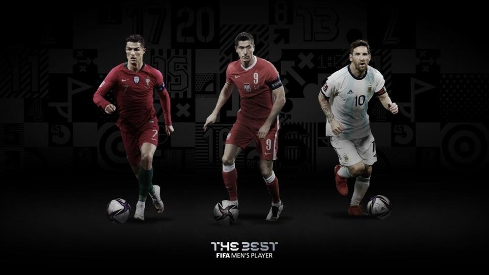 Cristiano, Lewandowski e Messi, os três melhores de 2020 em eleição da Fifa. Twitter/FIFAcom