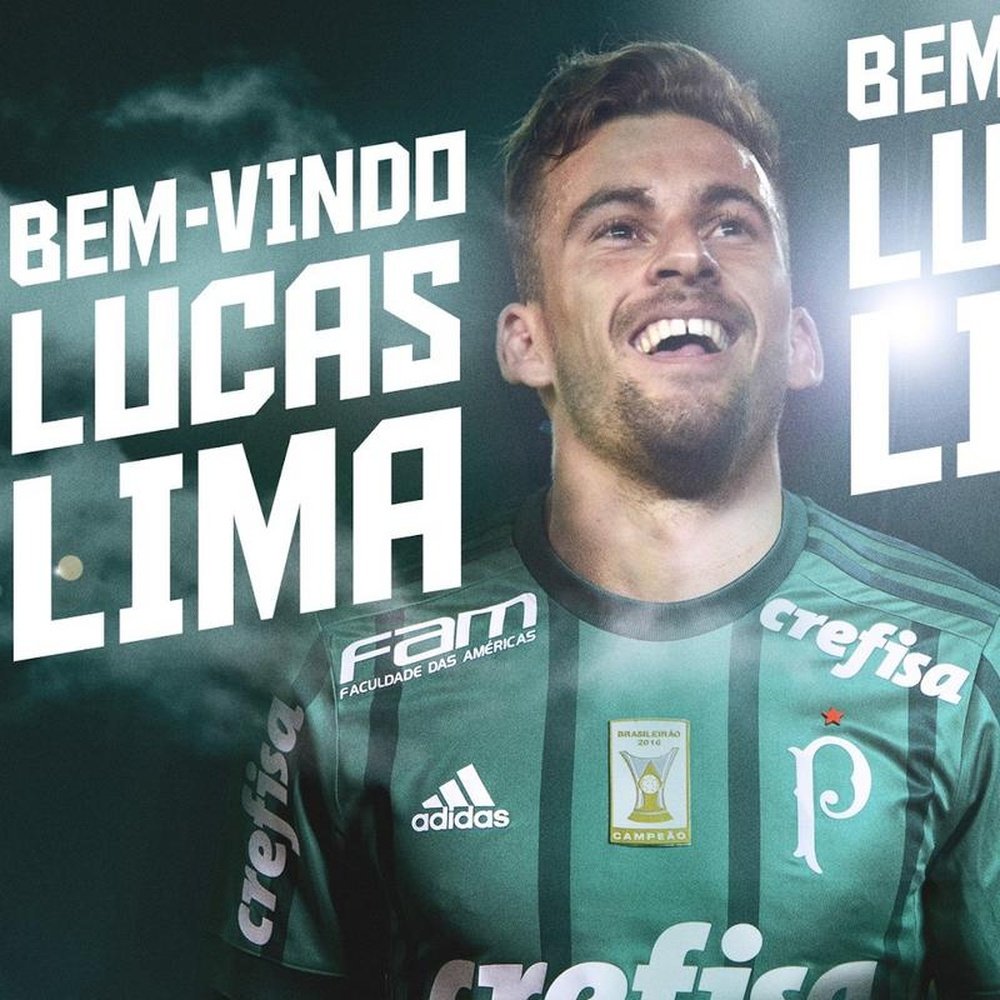 Lucas Lima, reforço do Palmeiras para 2018. Twitter/Palmeiras