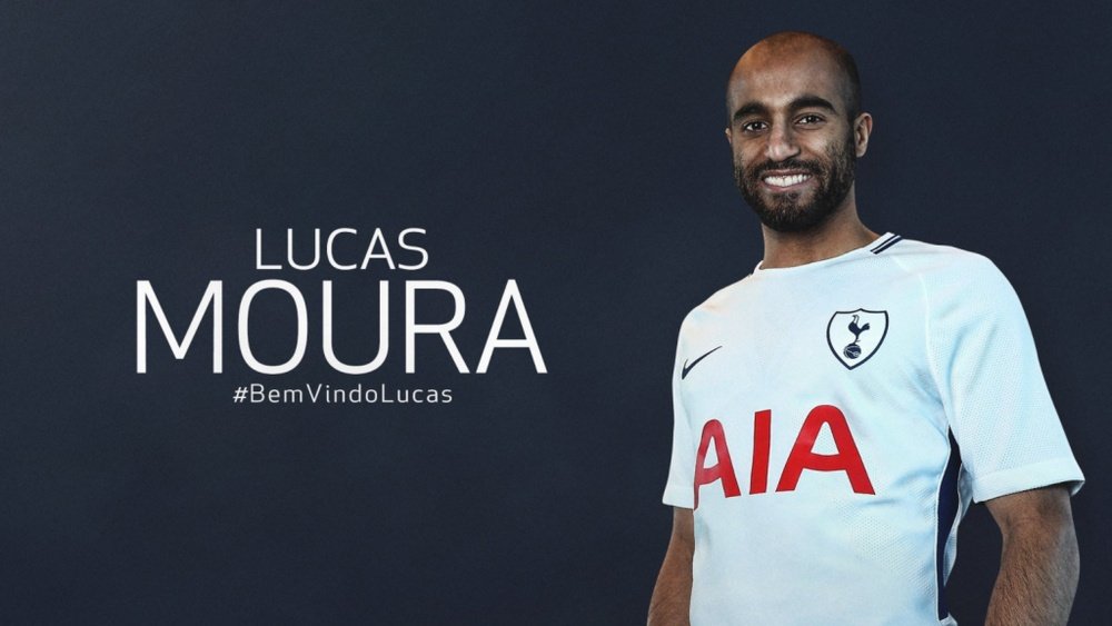 Lucas Moura signs for Tottenham. Twitter/Spurs
