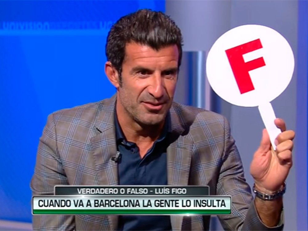 Luis Figo, dans un programme de télévision des États-Unis. Univision