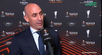 Rubiales habló antes de la final de la Europa League. Captura/MovistarLigadeCampeones