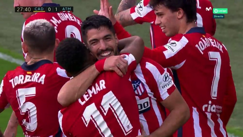 Suárez scored great free-kick to make it 0-1. Screenshot/Movistar+LaLiga