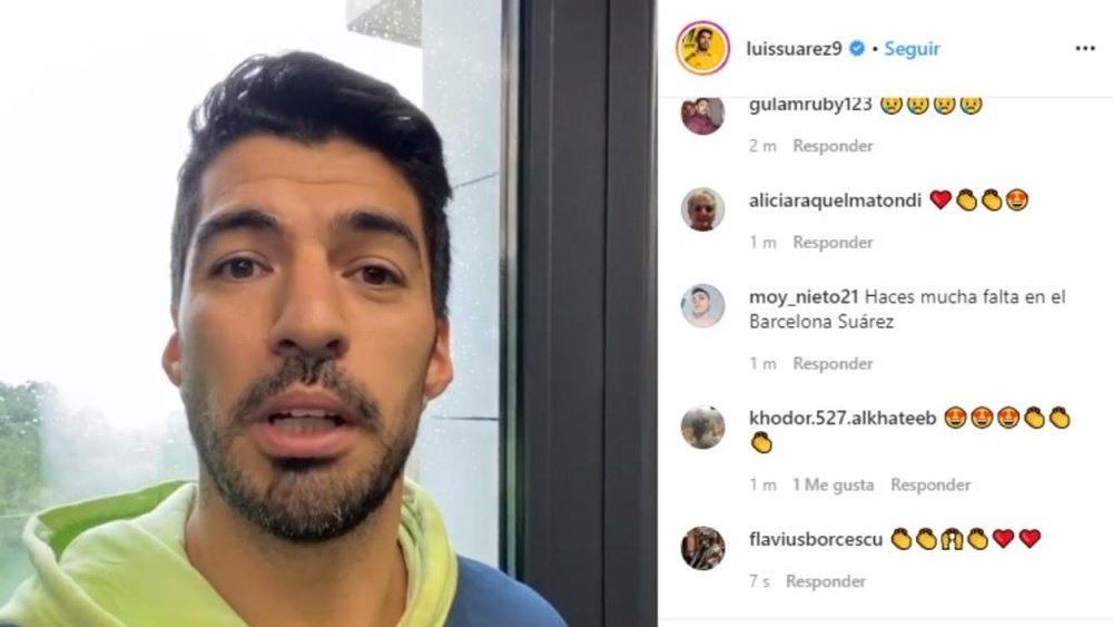 Suárez dá seu recado de conscientização. Instagram/luissuarez9