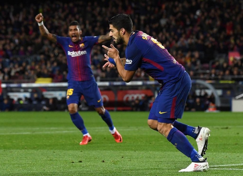 Suárez teve pontaria para fazer o empate em Camp Nou. Captura/beINSports