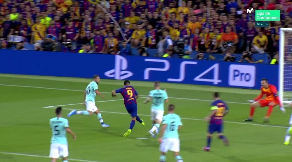But de Suarez après une action magique de Messi. Capture/Movistar+