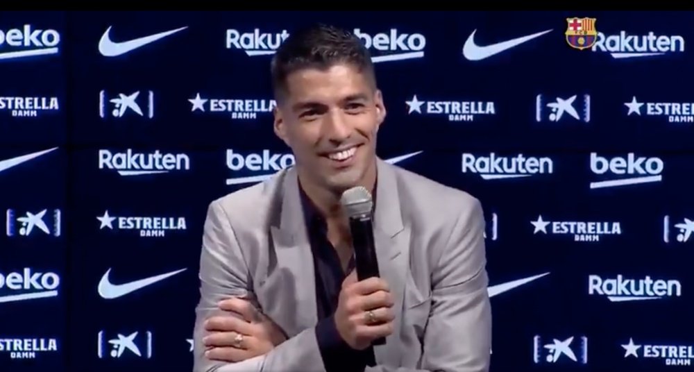 Suárez hizo un gestito. Captura/BarçaTV