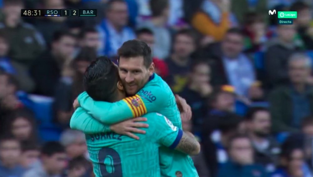 Suárez made it 2-1. Screenshot/MovistarLaLiga