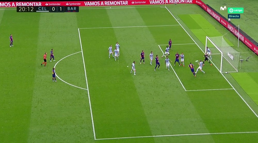 Así llegó el 0-1 del Barcelona. Captura/Movistar+