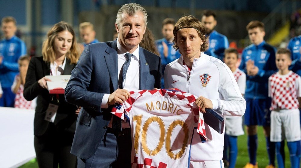 Modric jugó su partido 100 con Croacia. Captura/Twitter
