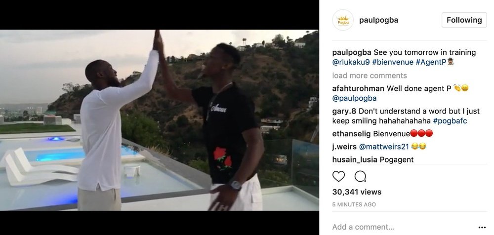 Lukaku y Pogba, celebrando el fichaje del delantero por el Manchester United. PaulPogba/Instagram