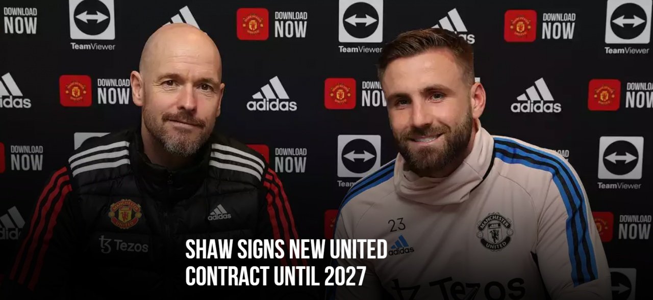 Shaw signs for the long term. Screenshot/Manutd.com