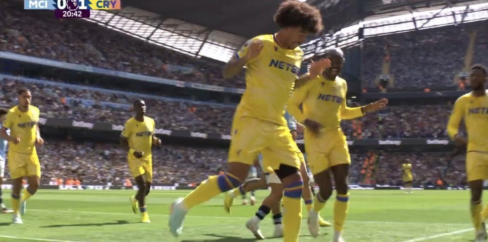 City conceded two goals in 20 minutes against Palace. Screenshot/DAZN
