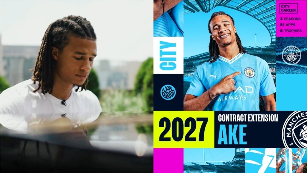 Man City have renewed Nathan Ake until 2027. Screenshot/ManCity