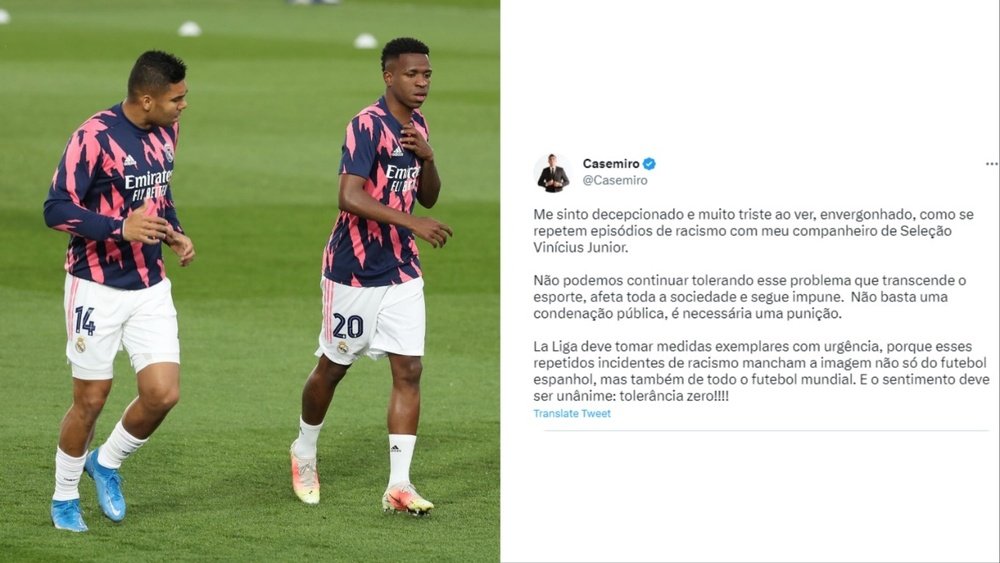 Casemiro has supported Vinicius on social media. EFE/casemiro