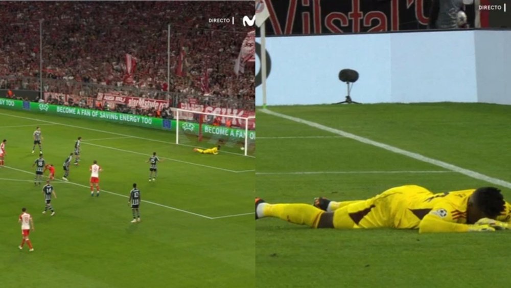Onana made a blunder in the match against Bayern. Screenshots/Movistar