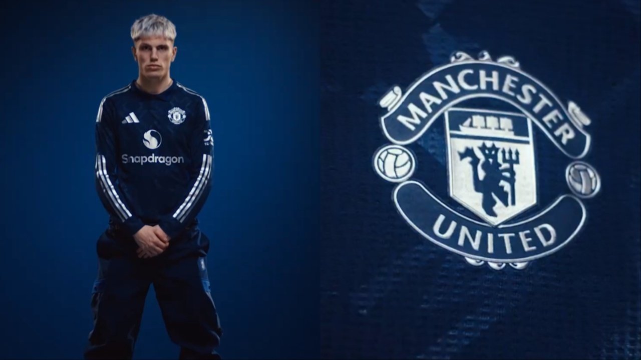 Man United will wear blue for away games next campaign. Screenshots/X/ManUtd