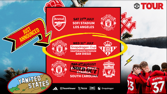 Manchester United have revealed another match they will play during their pre-season tour of the United States next summer. The Red Devils will face Betis in the Snapdragon Cup in San Diego at Snapdragon Stadium on Wednesday 31 July.