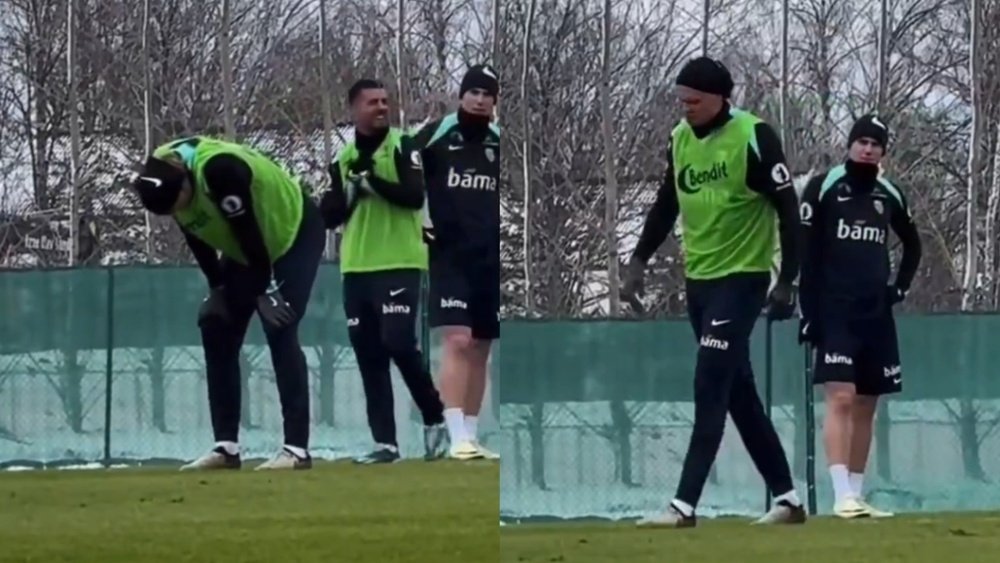Haaland appears to have sustained an injury while training with Norway. Screenshot/ @StatCity