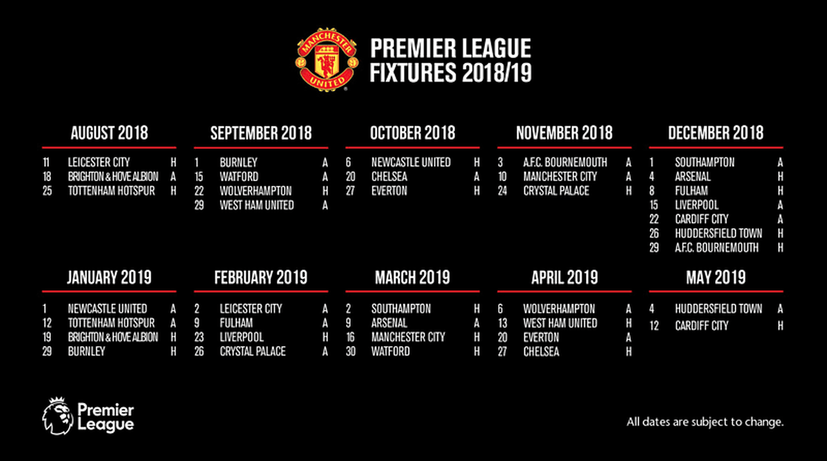 Manchester United Fixtures 2022 23