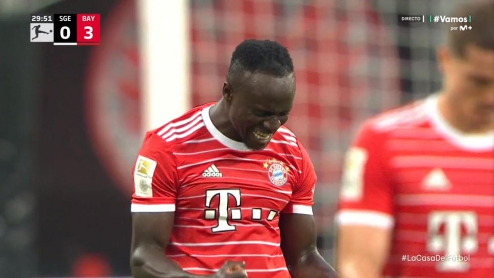 Mané lleva dos goles en dos encuentros oficiales con el Bayern. Captura/#Vamos