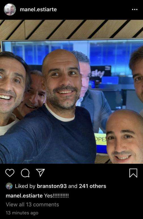 Manel Estiarte postou uma foto com Pep Guardiola e Txiki Begiristain