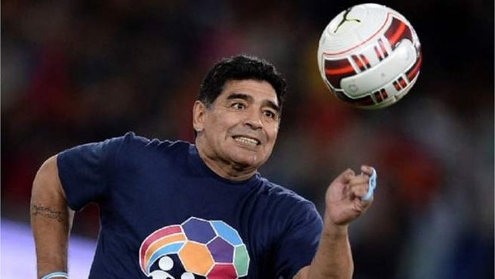 Maradona, durante un partido de fútbol. Twitter