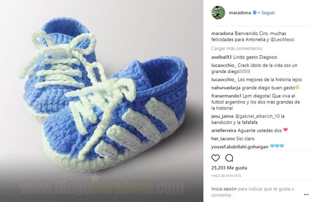 Así felicitó Maradona a Messi. Instagram/Maradona
