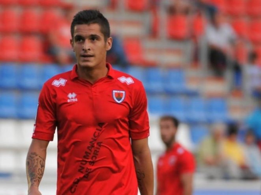 Marc Pedraza, en un partido con el Numancia. CDNumancia