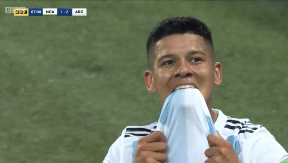 Rojo grabbed the winner for Argentina. Captura/BBCTV
