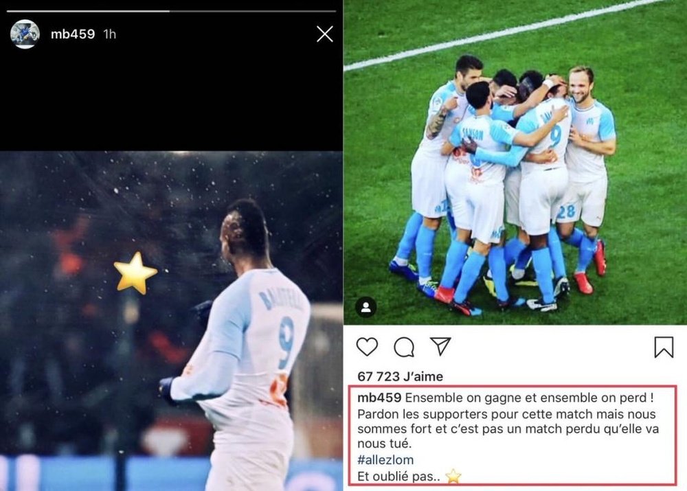 Balotelli se burló de la afición del PSG. Instagram/mb459