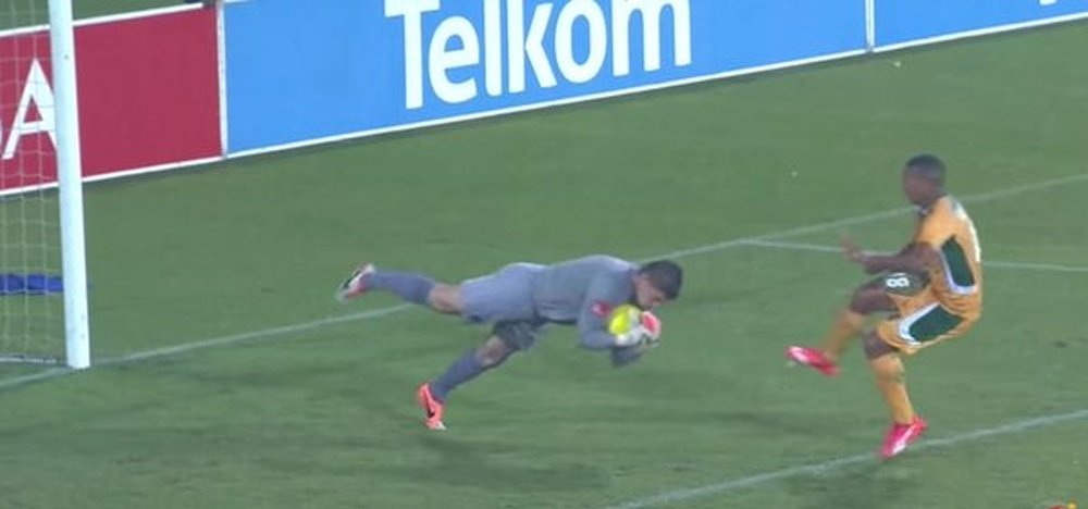 Maritzburg United goalkeeper Glenn Verbauwhede diving during a match. Twitter