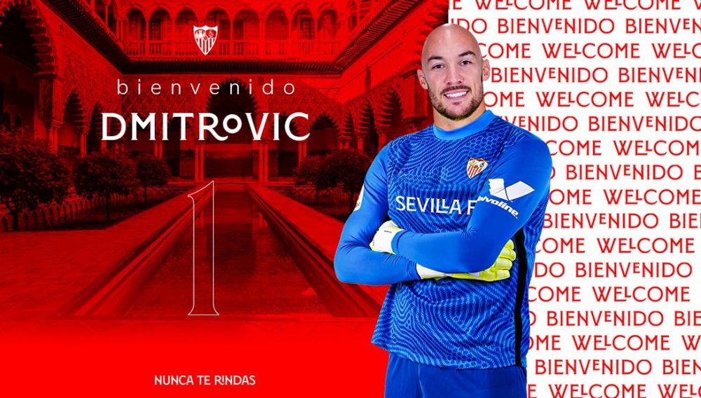 Marko Dmitrovic firma hasta 2025 con el Sevilla. Twitter/SevillaFC
