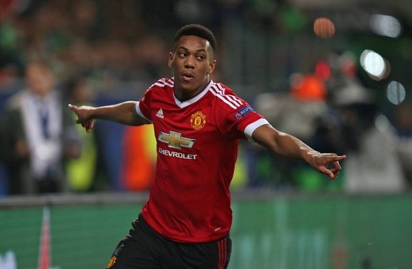 Martial celebra un gol con la camiseta del United. Twitter