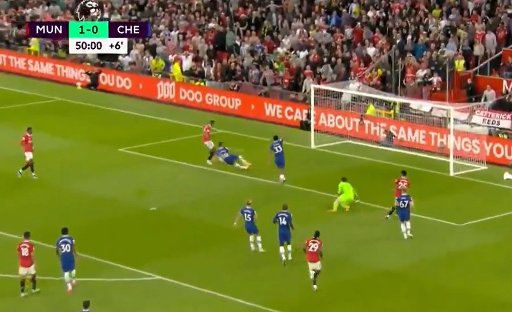 Martial on hand to double the lead. Screenshot/DAZN
