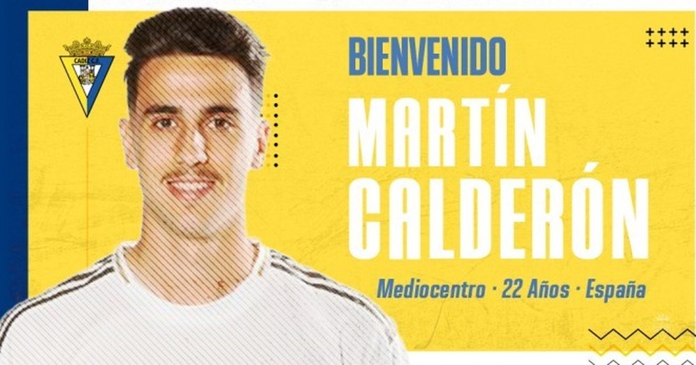 Cádiz signe le joueur madrilène Martín Calderón. Twitter/Cadiz_CF