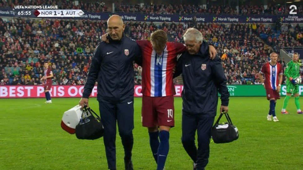 Bad news for Arsenal: Odegaard forced off with ankle injury